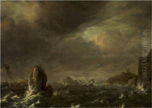 Shipwrecked Oil Painting by Bonaventura Peeters the Elder