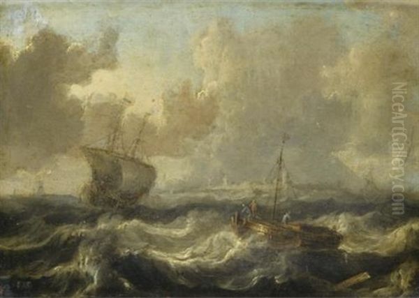 Mer Agitee Pres D'un Rivage Hollandais Oil Painting by Bonaventura Peeters the Elder