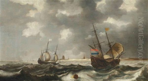 Shipping Along The Dutch Coast Oil Painting by Bonaventura Peeters the Elder