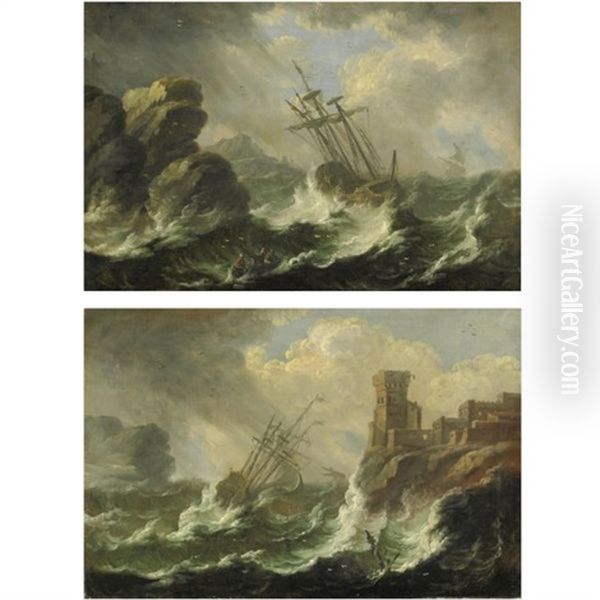 Scene Di Naufragio (pair) Oil Painting by Bonaventura Peeters the Elder