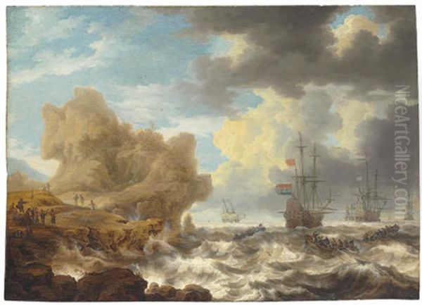 Ships By A Rocky Coast Oil Painting by Bonaventura Peeters the Elder