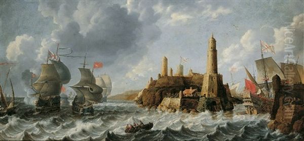 Spanische Kriegsschiffe Vor Einer Mittelmeerfestung Oil Painting by Bonaventura Peeters the Elder