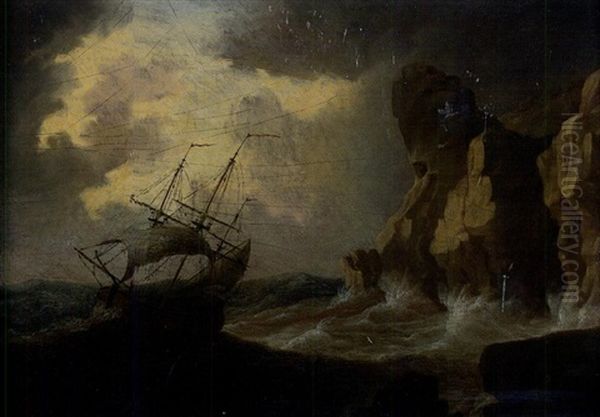 Navire Sur Une Mer Agitee Pres D'une Cote Rocheuse Oil Painting by Bonaventura Peeters the Elder