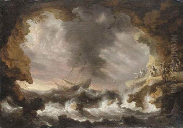 A Storm At Sea Oil Painting by Bonaventura Peeters the Elder