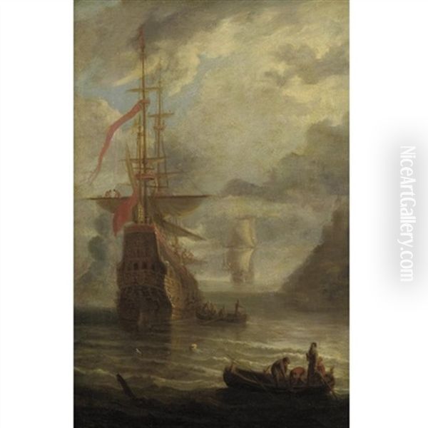 Ships In Harbor Oil Painting by Bonaventura Peeters the Elder