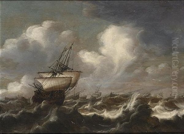 Shipping At Sea In A Light Breeze Oil Painting by Bonaventura Peeters the Elder