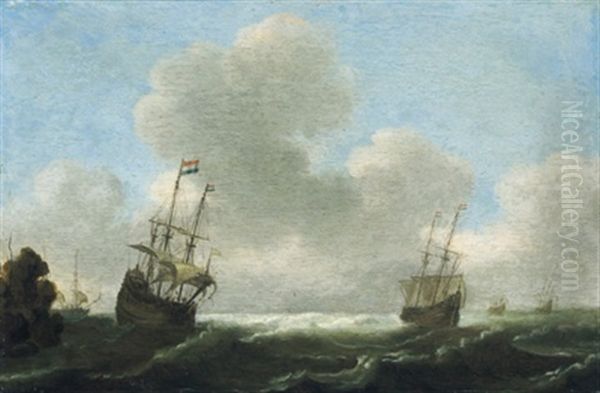 Schiffe Auf Bewegter See Oil Painting by Bonaventura Peeters the Elder