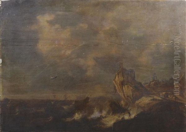 Marine: Schiffbruch Auf Sturmischer See Vor Sudlicher Kuste Oil Painting by Bonaventura Peeters the Elder