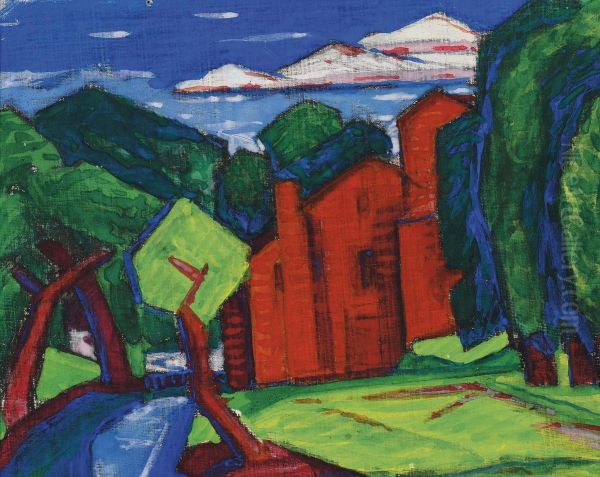 Butter Factory, Montgomery Street, Bloomfield, New Jersey Oil Painting by Oscar Bluemner