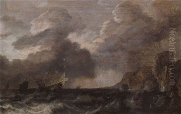 Shipping On Stormy Seas by Bonaventura Peeters the Elder