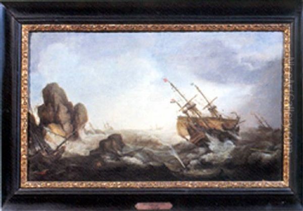 Navires De Haut-bord Pris Dans La Tempete Oil Painting by Bonaventura Peeters the Elder