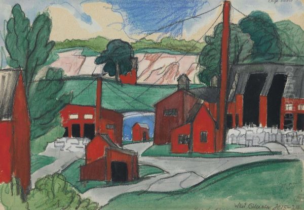 West Quincy Oil Painting by Oscar Bluemner