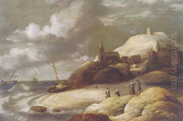 Coastal Scene Oil Painting by Bonaventura Peeters the Elder