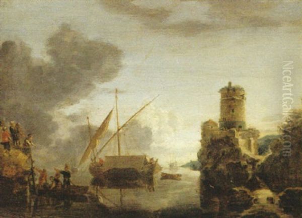 Hamnscen Oil Painting by Bonaventura Peeters the Elder