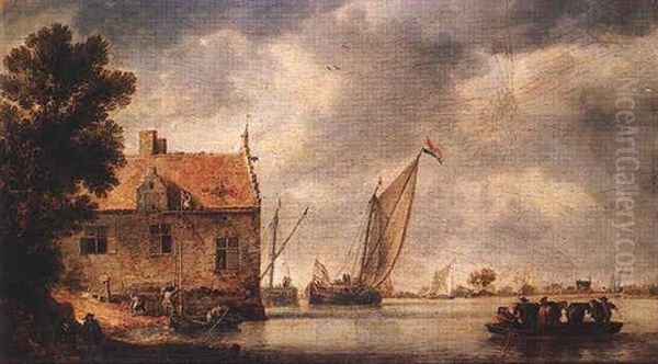 Vue D'un Embarcadere Anime De Personnages Et De Bateaux Oil Painting by Bonaventura Peeters the Elder