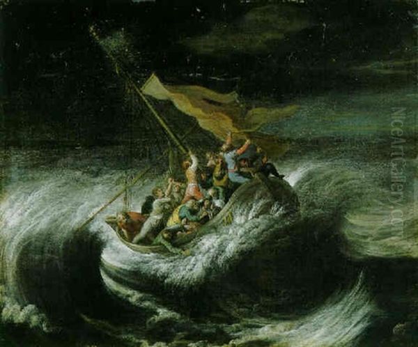 Christ In The Storm On The Sea Of Galilee Oil Painting by Bonaventura Peeters the Elder