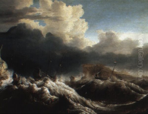 Shipwreck Oil Painting by Bonaventura Peeters the Elder