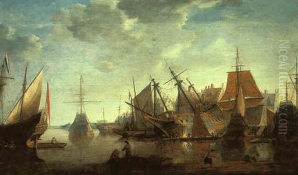 Eine Schiffswerft In Einem Vlamischen Hafen Oil Painting by Bonaventura Peeters the Elder