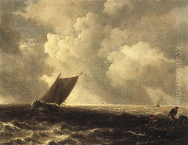 A Ship On A Troubled Sea Oil Painting by Bonaventura Peeters the Elder