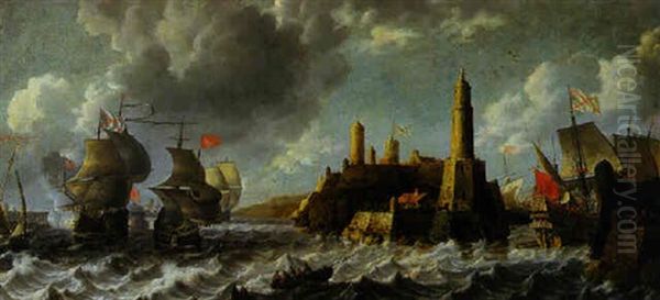 Spanische Kriegsschiffe Vor Einer Mittelmeerfestung Oil Painting by Bonaventura Peeters the Elder