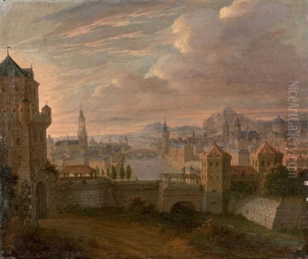 Vue D'une Ville Allemande Oil Painting by Jan Peeters the Elder