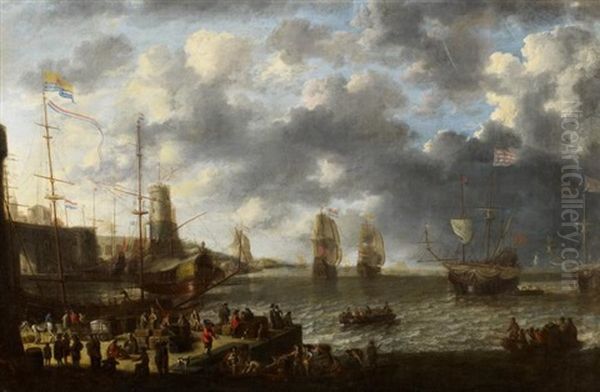 Hafenszene Mit Hollandischen Schiffen Oil Painting by Jan Peeters the Elder