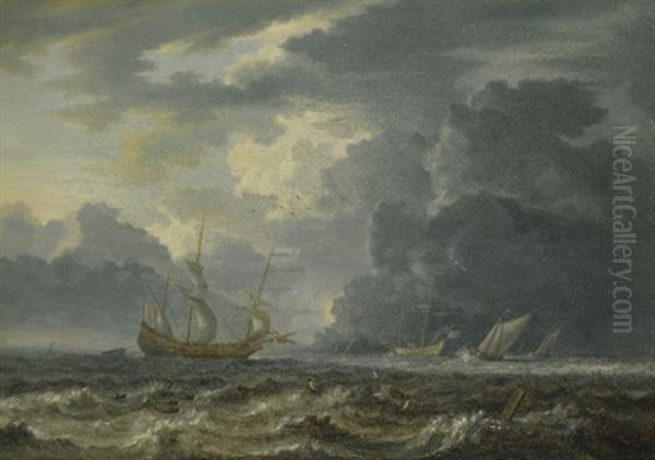 Shipping In Choppy Seas Oil Painting by Jan Peeters the Elder