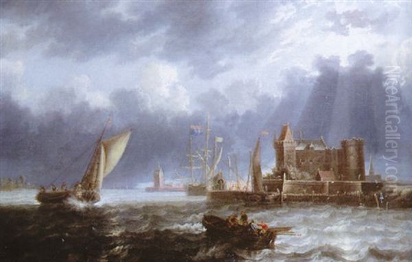 Sortie De L'estuaire Par Temps D'orage Oil Painting by Jan Peeters the Elder