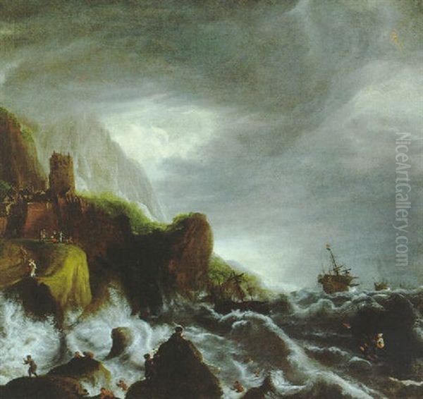 Schiffbruch Vor Einer Felsenkuste Bei Sturmischer See Oil Painting by Jan Peeters the Elder