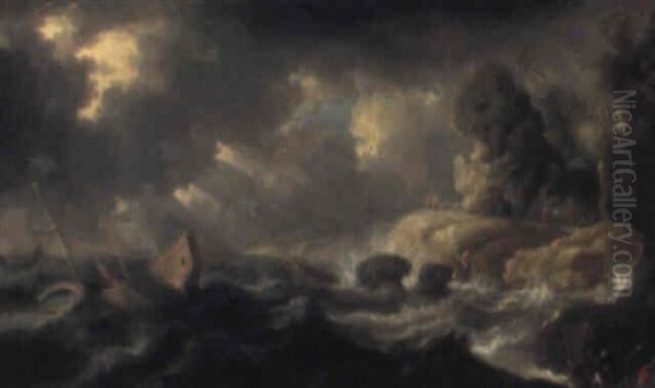 Skeppsbrott Vid Klippig Kust Oil Painting by Jan Peeters the Elder