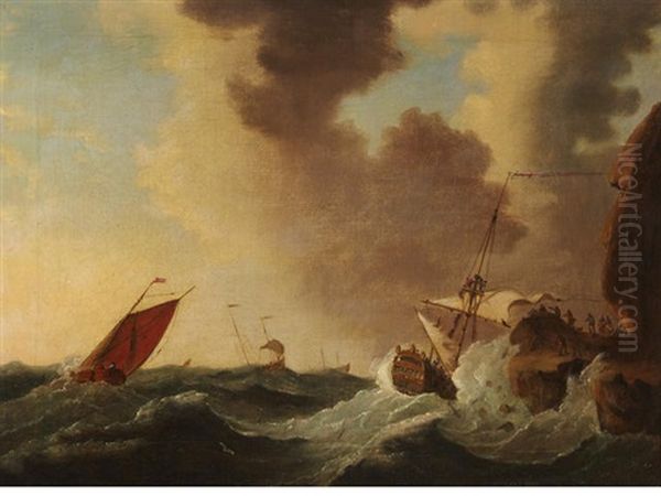 Running Up On The Windward Shore Oil Painting by Bonaventura Peeters the Younger