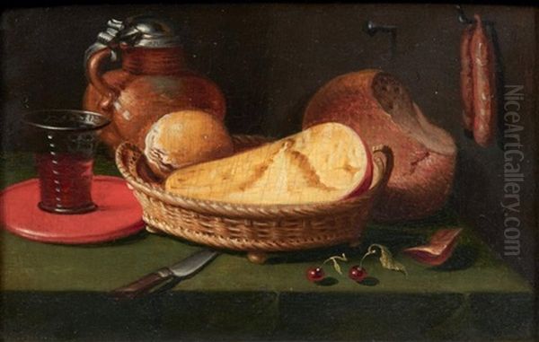 Corbeille De Pain Et Verre De Vin Oil Painting by Clara Peeters