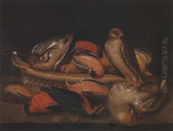 Etude D'oiseaux Morts Avec Un Faucon Oil Painting by Clara Peeters