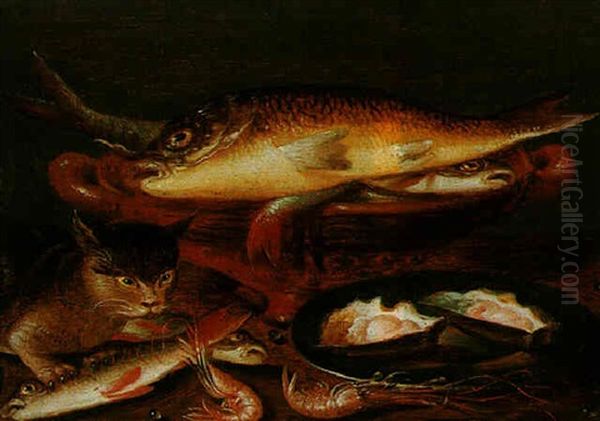 Still Life Of Fish Oil Painting by Clara Peeters