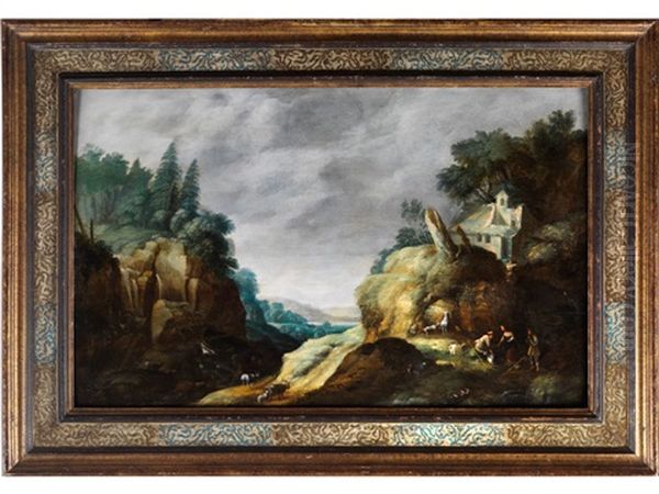 Felsige Landschaft Mit Schafern Oil Painting by Gillis (Egidius I) Peeters