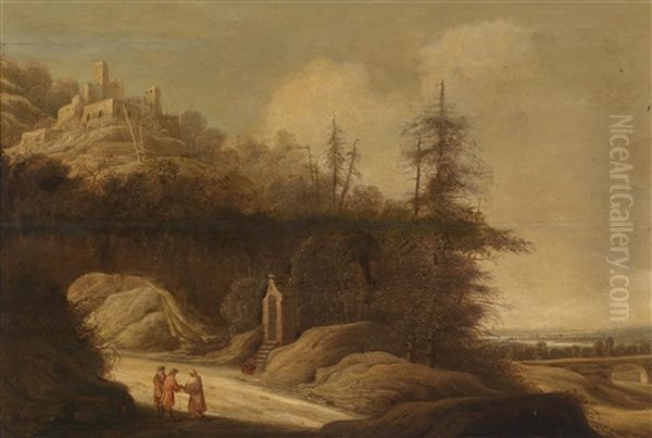 Gebirgslandschaft Mit Wanderern Oil Painting by Gillis (Egidius I) Peeters