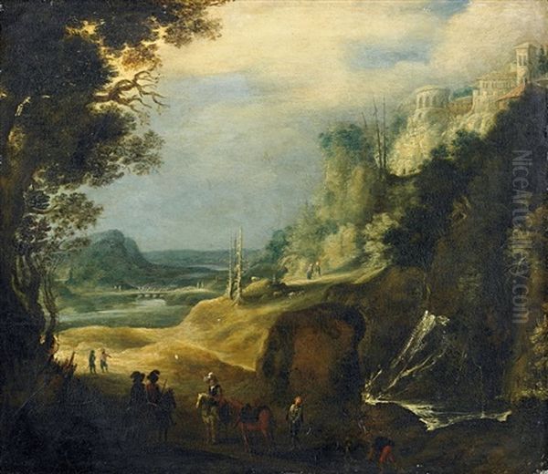 Flusslandschaft Mit Wasserfall Oil Painting by Gillis (Egidius I) Peeters