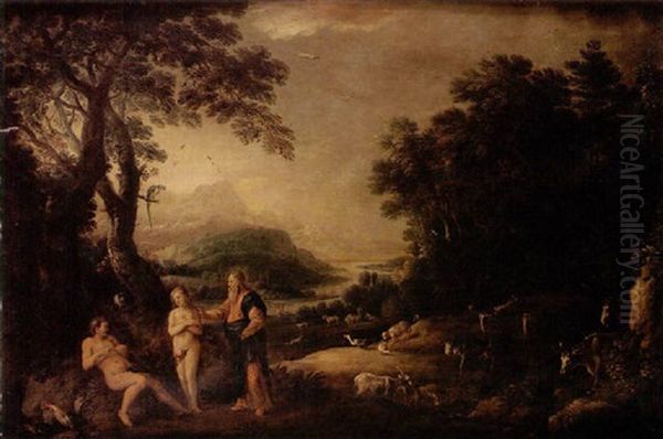 Adam Et Eve Au Paradis Terrestre Oil Painting by Gillis (Egidius I) Peeters