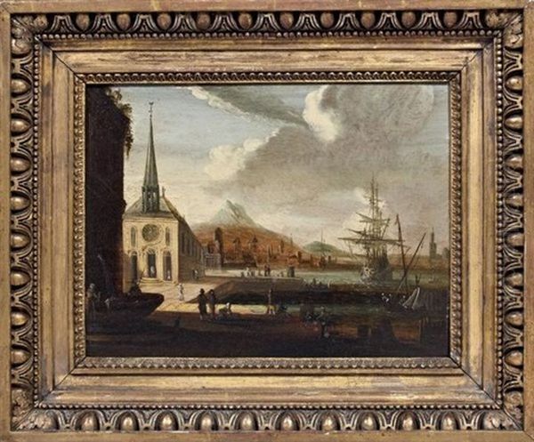 Eglise Pres D'un Port Oil Painting by Jacob Peeters