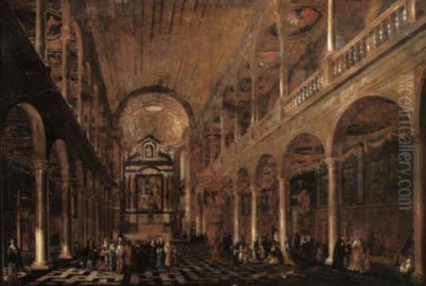 The Interior Of The Carolus Borromeus Church, Antwerp Oil Painting by Jacobus Balthasar Peeters