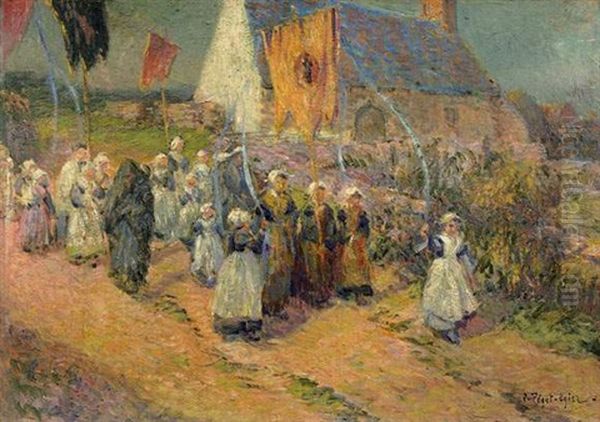 Procession Bretonne Oil Painting by Jean Bertrand Pegot-Ogier