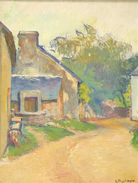 Hameau Breton Au Pouldu Oil Painting by Jean Bertrand Pegot-Ogier