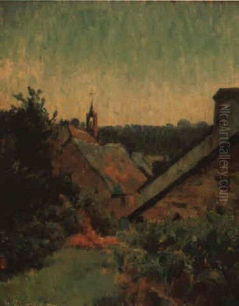 Les Toits Et Le Clocher Du Village Oil Painting by Jean Bertrand Pegot-Ogier