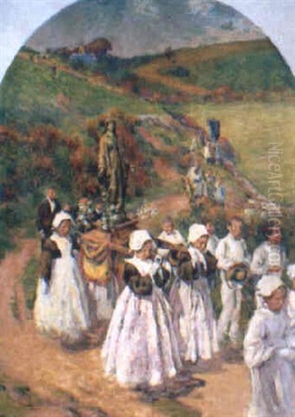 Procession Au Pouldu Oil Painting by Jean Bertrand Pegot-Ogier