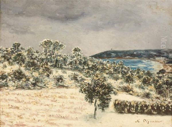 Neige En Bord De Mer Oil Painting by Auguste Pegurier