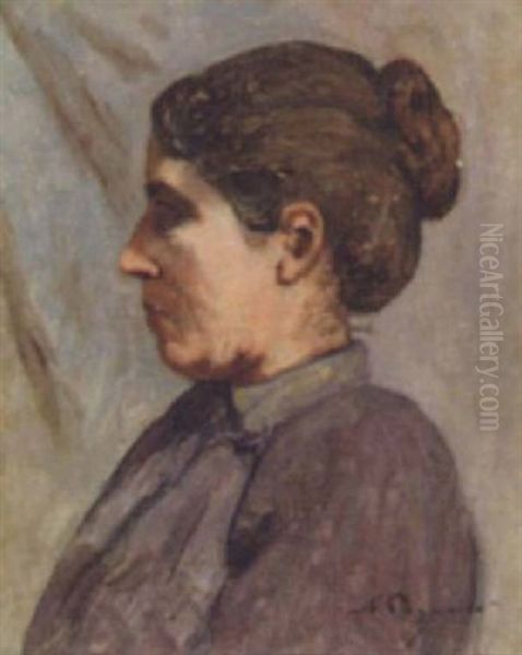 Portrait De Femme Au Chignon Oil Painting by Auguste Pegurier