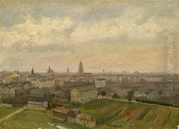 Blick Uber Sachsenhausen Auf Frankfurt Oil Painting by Friedrich Eugen Peipers