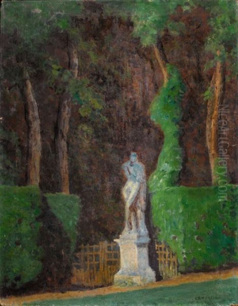 A Garden Oil Painting by Ernest Clifford Peixotto