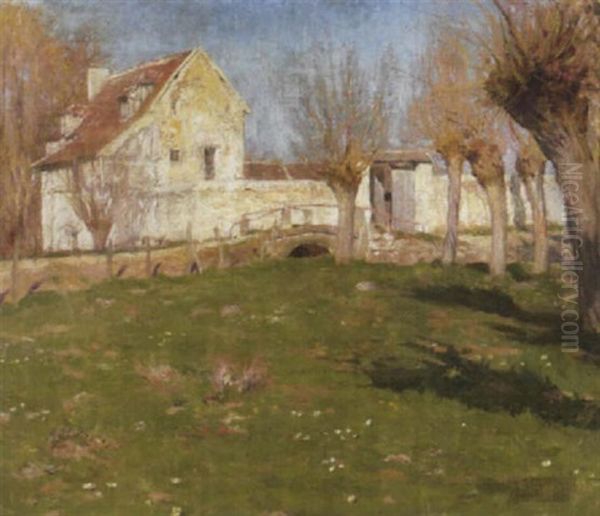 A Landscape In Giverny, France Oil Painting by Ernest Clifford Peixotto