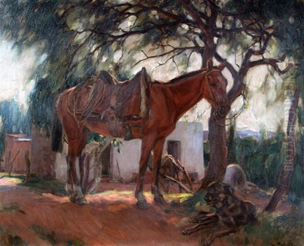 A La Sombra Oil Painting by Juan Pelaez